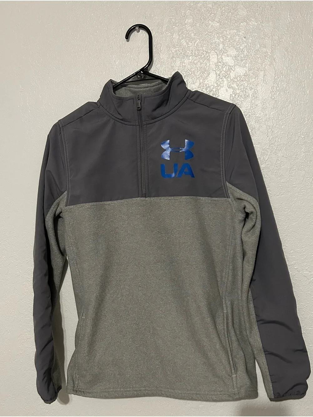 Under Armour Two-Tone Gray Half-Zip Pullover with Blue Logo